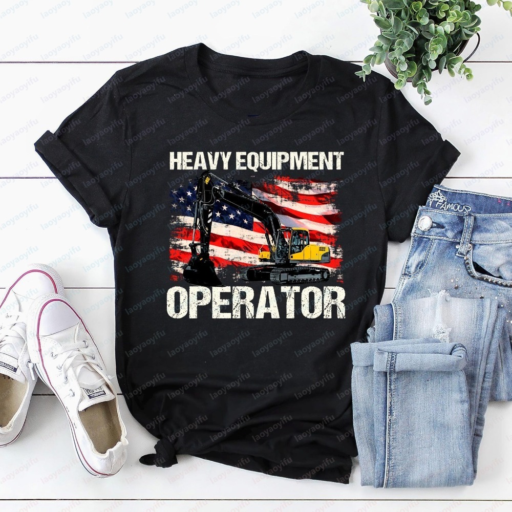 Heavy Equipment Operations - تي شيرت رجالي صيفي بأكمام قصيرة