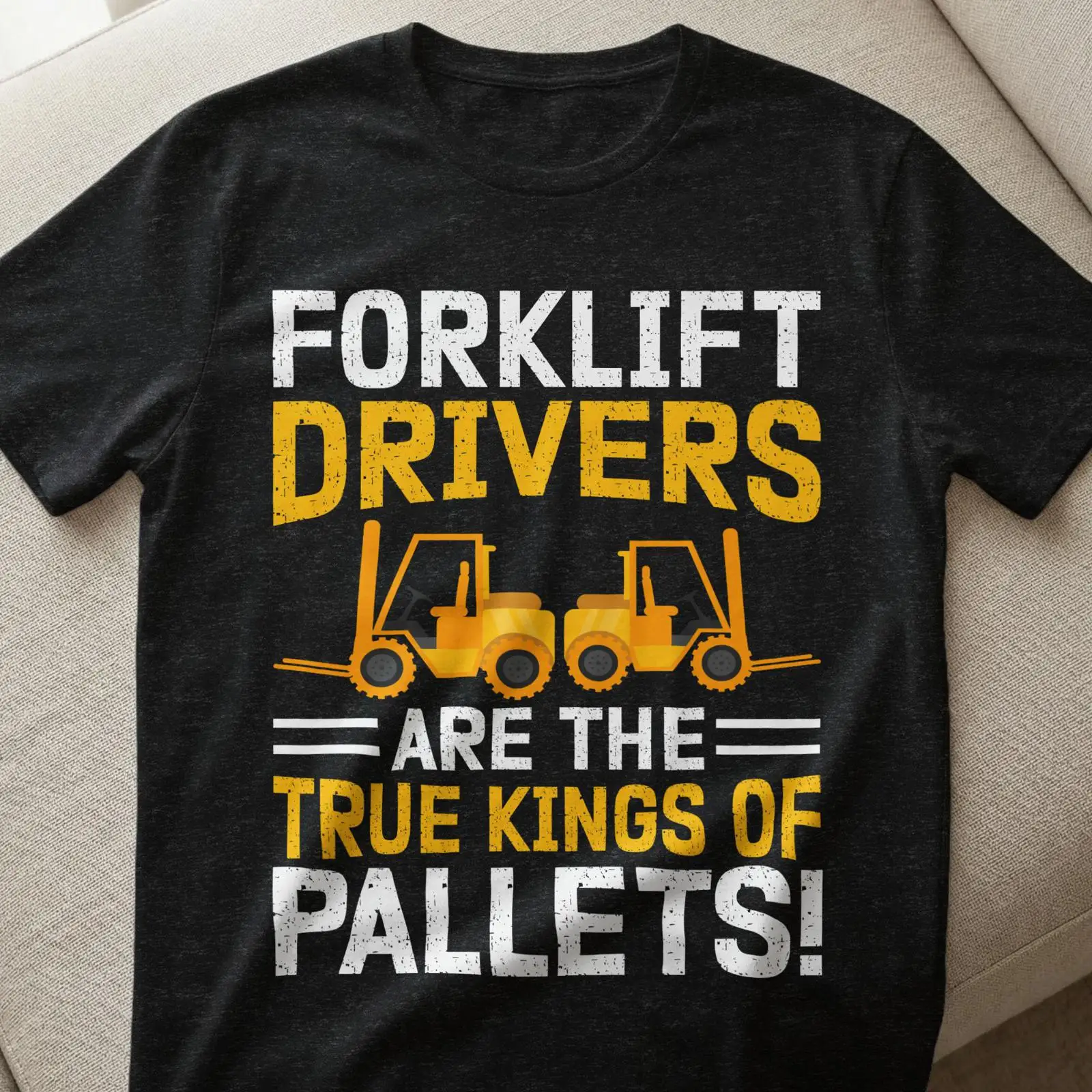 Heavy Equipment Forklift - تي شيرت للرجال بتصميم عتيق مغسول